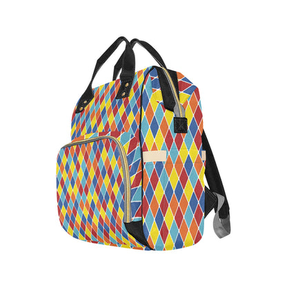 Harlequin Pattern Print Design 01 Diaper Bag Backpack