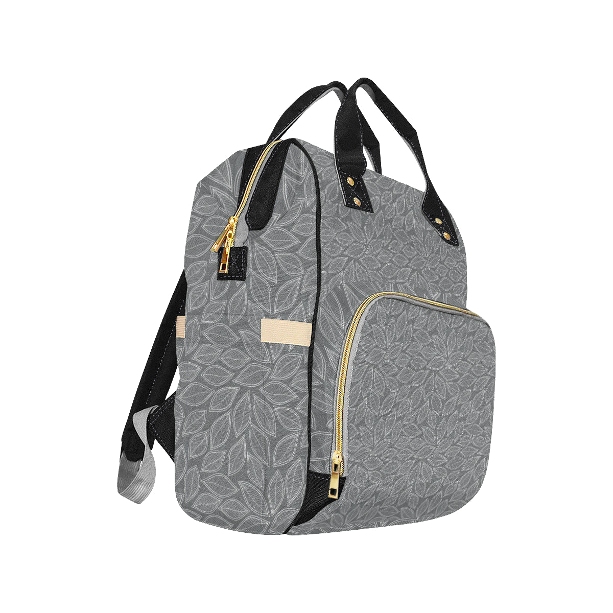 Elm Leave Grey Print Pattern Diaper Bag Backpack