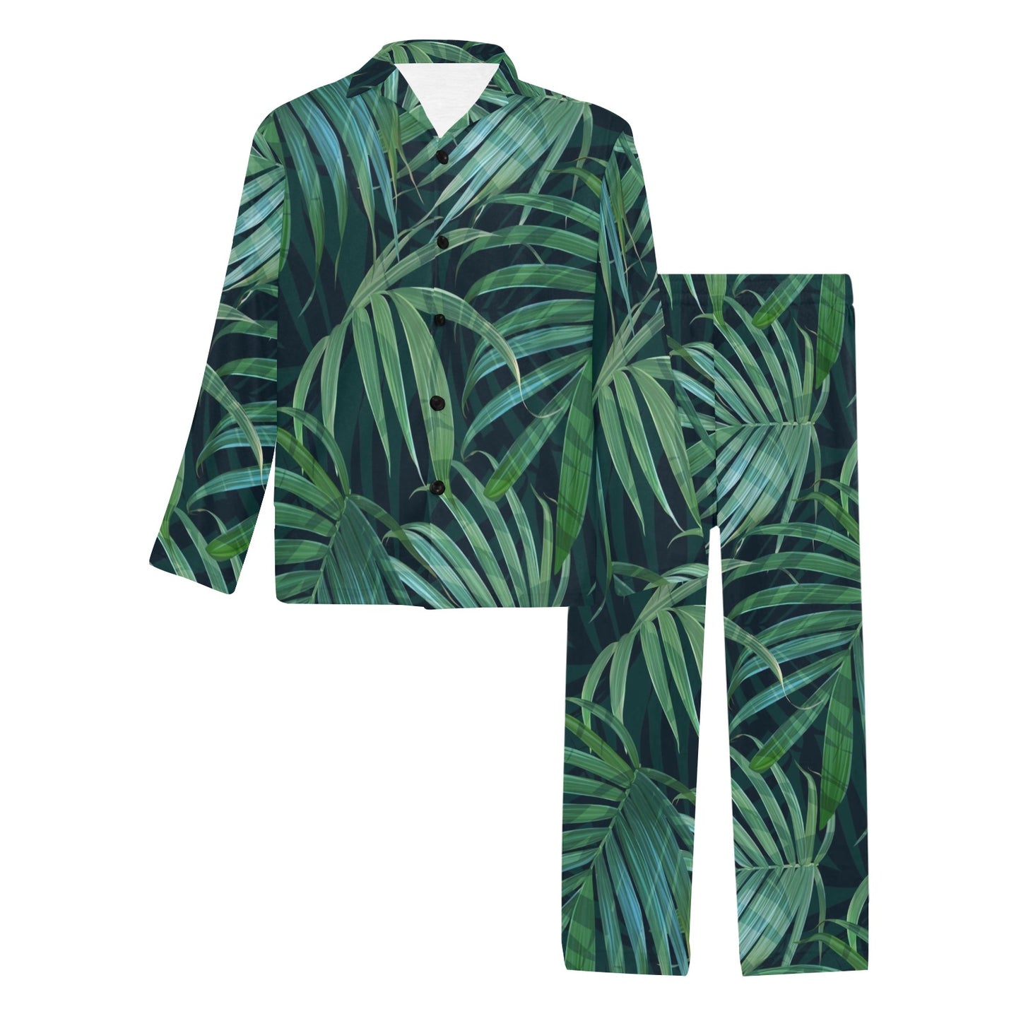 Tropical Flower Pattern Print Design TF011 Men's Long Pajama Set