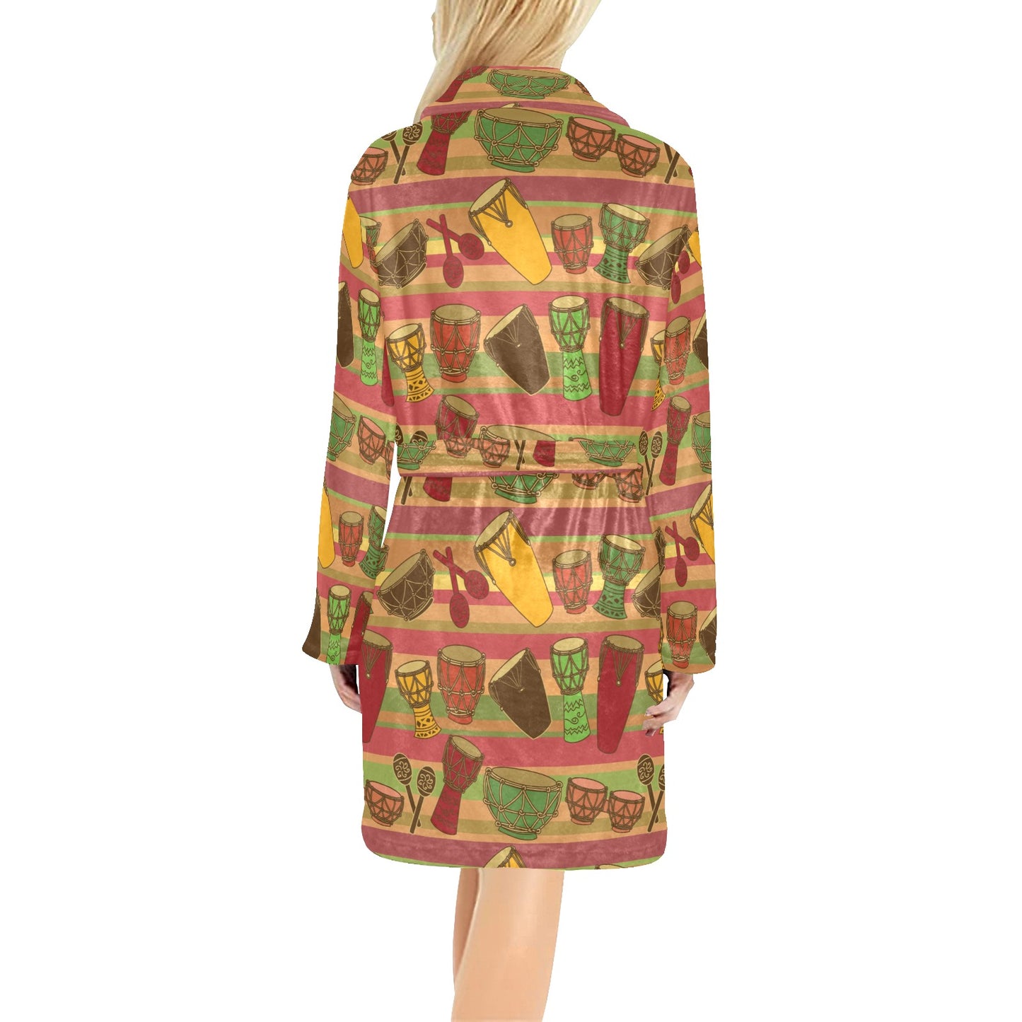 Percussion Pattern Print Design 01 Women's Fleece Robe