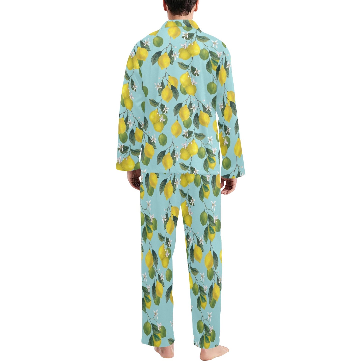 Lemon Pattern Print Design LM05 Men's Long Pajama Set