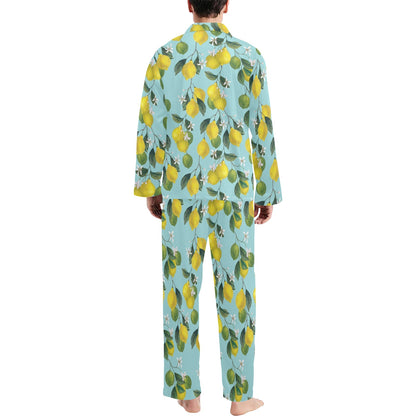 Lemon Pattern Print Design LM05 Men's Long Pajama Set