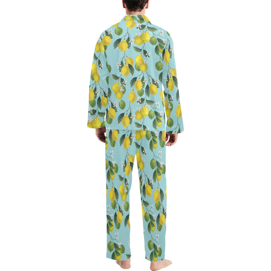 Lemon Pattern Print Design LM05 Men's Long Pajama Set