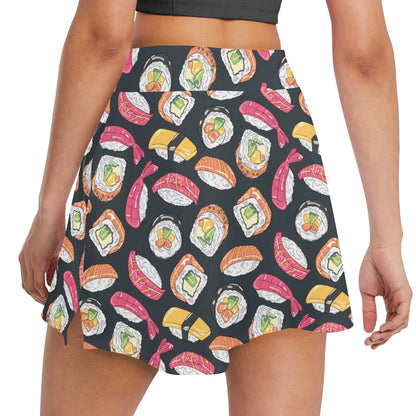 Sushi Print Design LKS306 17" Golf & Pickleball Skort with Pockets
