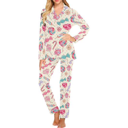 Candy Pattern Print Design CA04 Women's Long Pajama Set