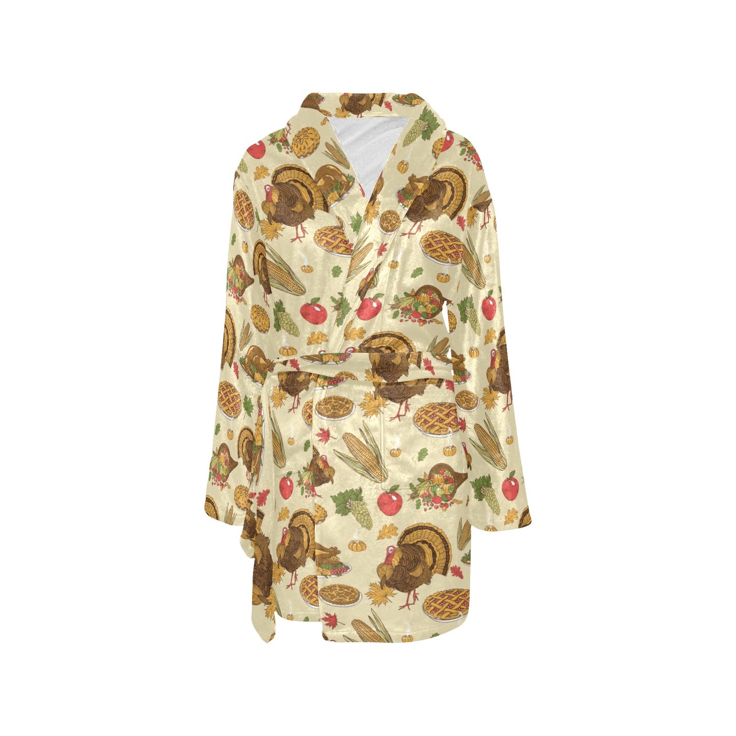 Turkey Pattern Print Design 02 Women's Fleece Robe