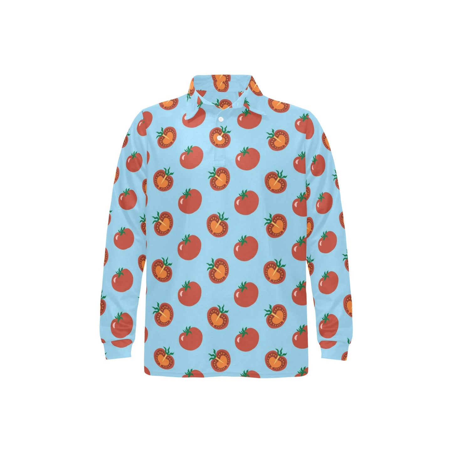 Tomato Print Design LKS304 Long Sleeve Polo Shirt For Men's