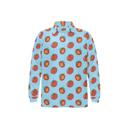 Tomato Print Design LKS304 Long Sleeve Polo Shirt For Men's
