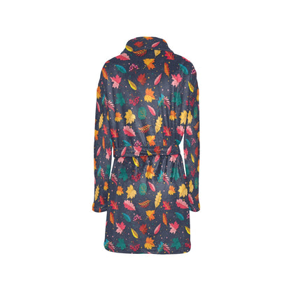 Elm Leave Colorful Print Pattern Women's Fleece Robe