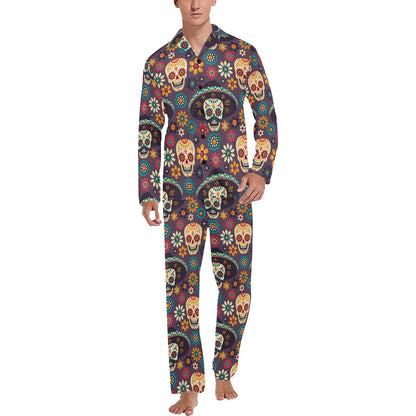 sugar skull Maxican Pattern Men's Long Pajama Set