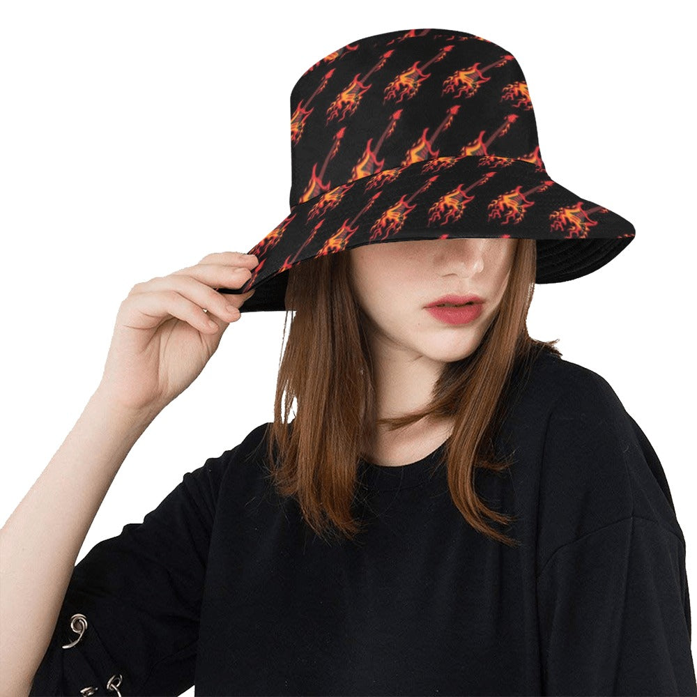Electric Guitar Print Design LKS406 Unisex Bucket Hat