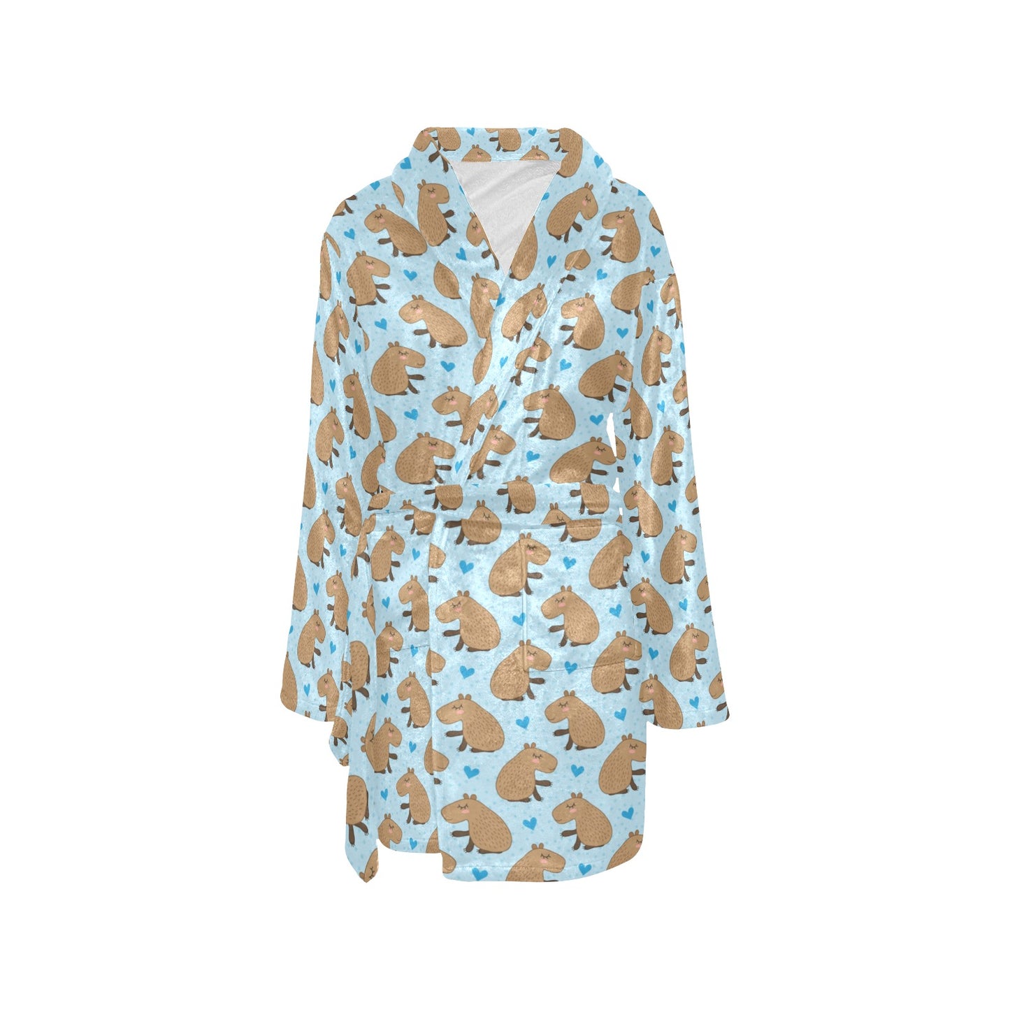 Capybara Pattern Print Design 01 Women's Fleece Robe