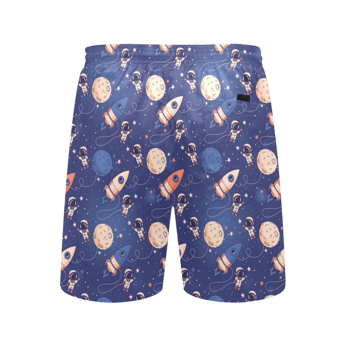 Space Astronaut Rocket Print Design LKS304 Men's Swim Trunks Beach Shorts