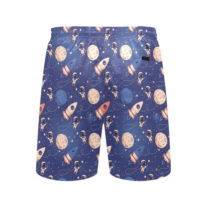 Space Astronaut Rocket Print Design LKS304 Men's Swim Trunks Beach Shorts