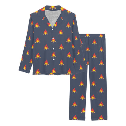 Campfire Pattern Print Design 02 Women's Long Pajama Set