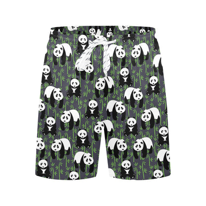 Panda Bear Bamboo Themed Print Men's Swim Trunks Beach Shorts