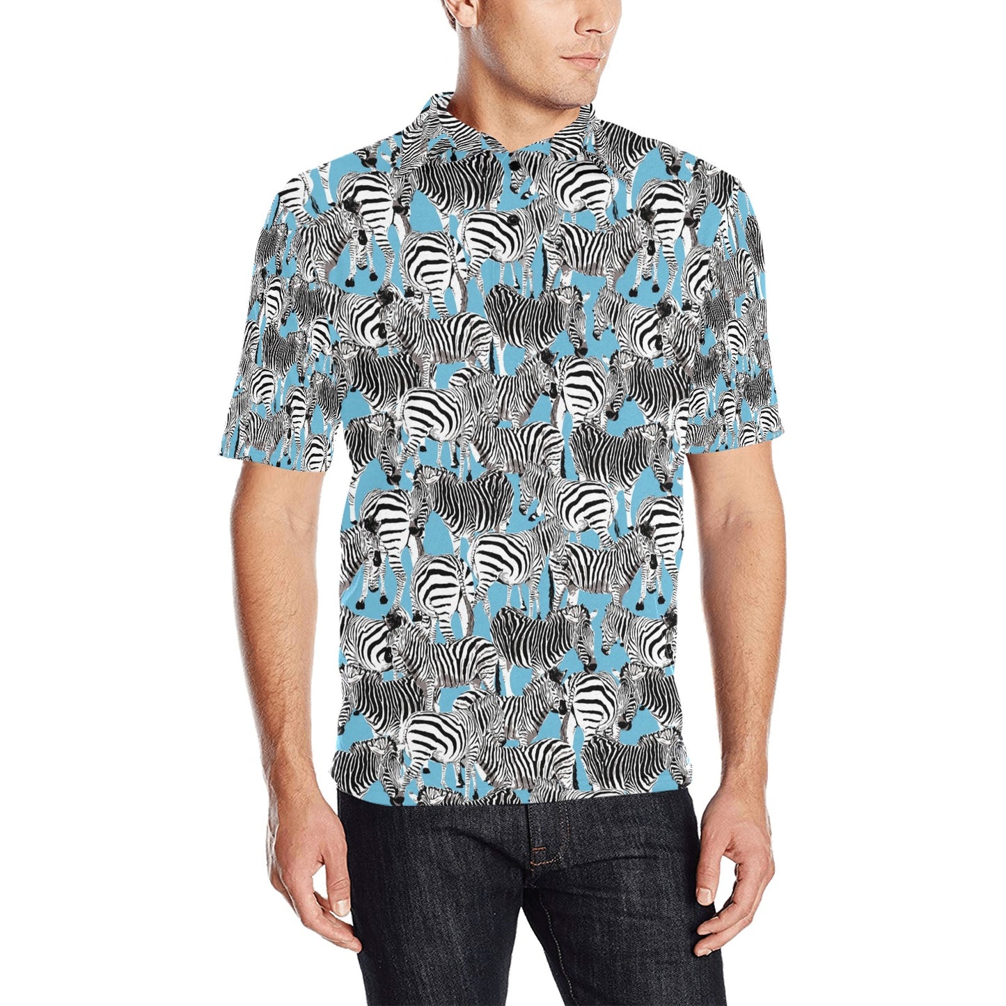 Zebra Print Design LKS305 Men Polo Shirt