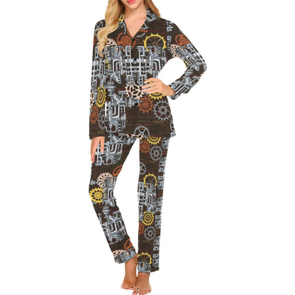 Mechanic Pattern Print Design 04 Women's Long Pajama Set