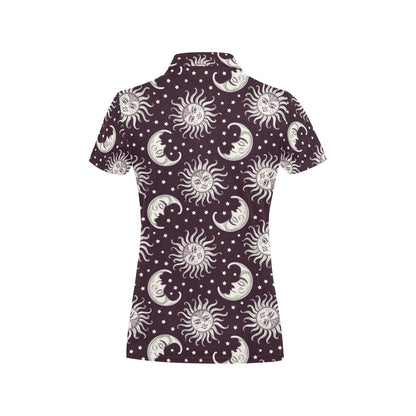 Sun Moon Face Women's Polo Shirt