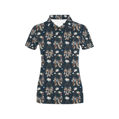Dream Catcher Boho Floral Style Women's Polo Shirt