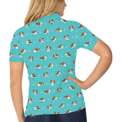 Beagle Pattern Print Design 05 Women's Polo Shirt