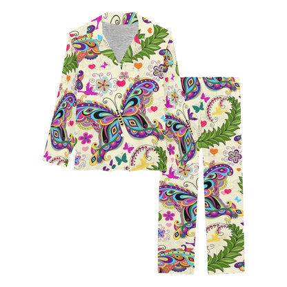 Butterfly Colorful Indian Style Women's Long Pajama Set