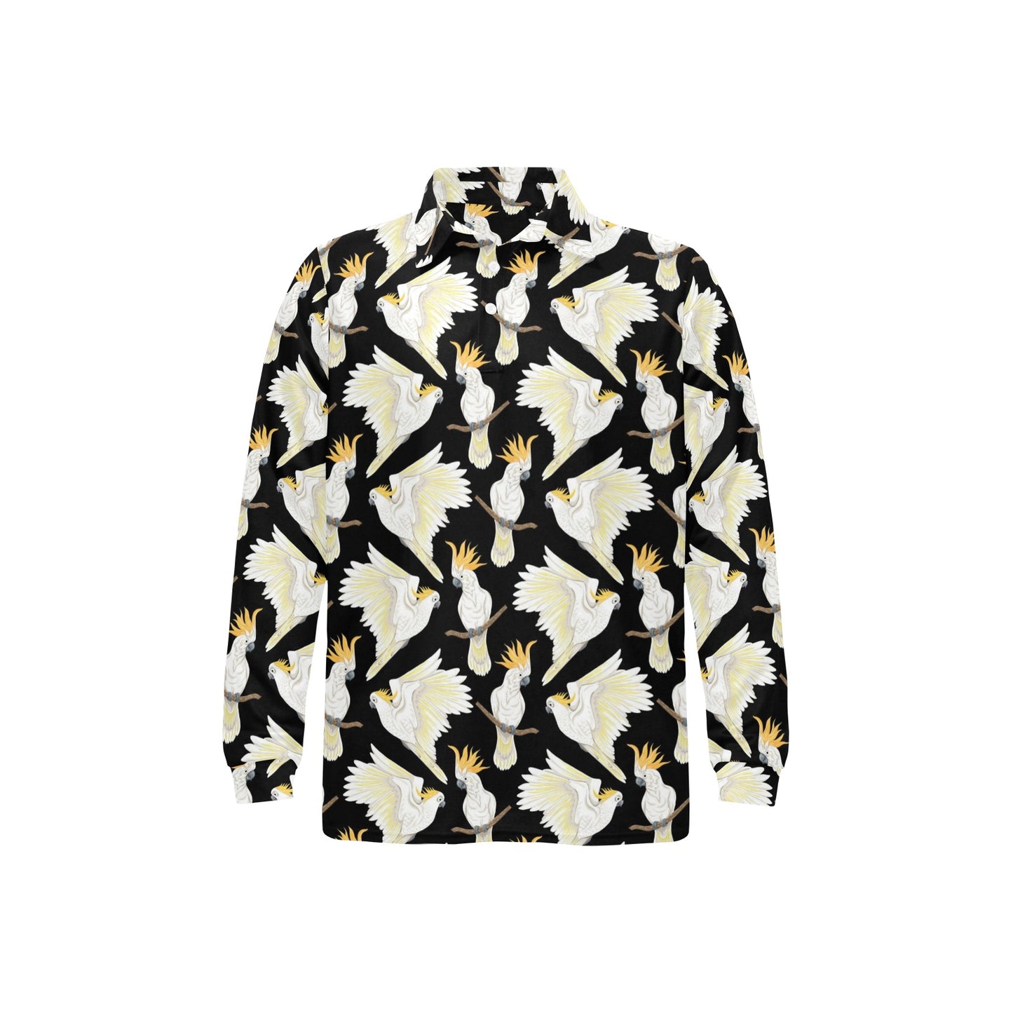 Cockatoo Print Design LKS402 Long Sleeve Polo Shirt For Men's