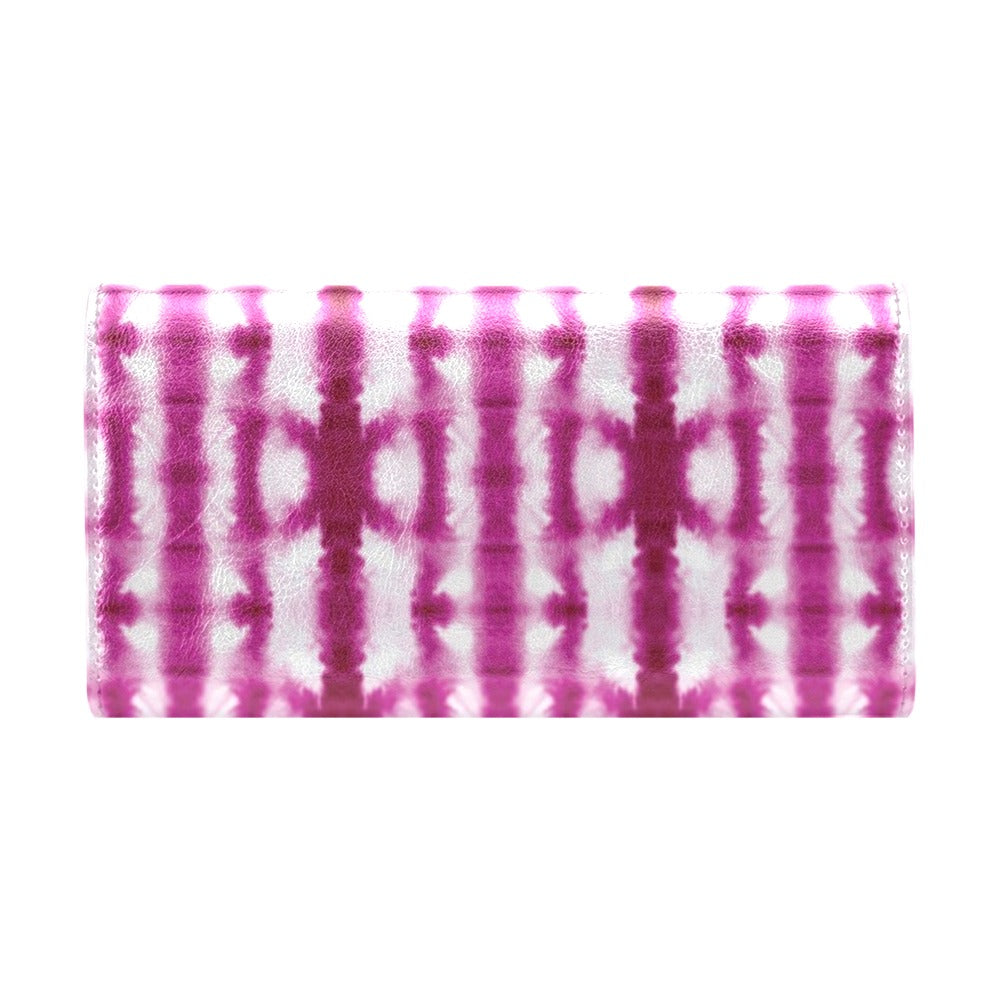 Tie Dye Dark Pink Print Design LKS303 Women's Trifold Wallet