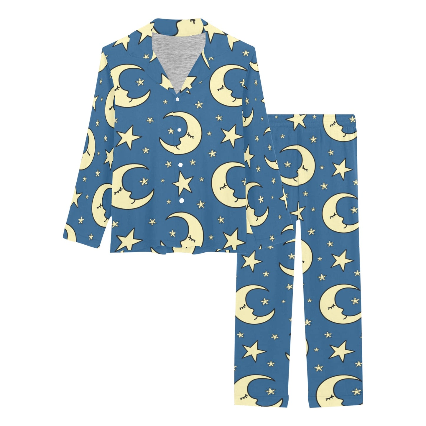 Moon Night Pattern Print Design 03 Women's Long Pajama Set