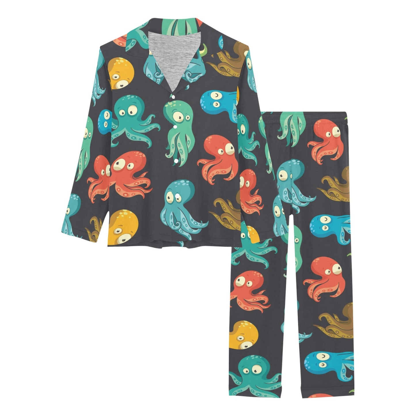 Octopus Pattern Print Design A01 Women's Long Pajama Set