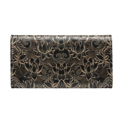 Lotus Gold Mandala Design Themed Women's Trifold Wallet