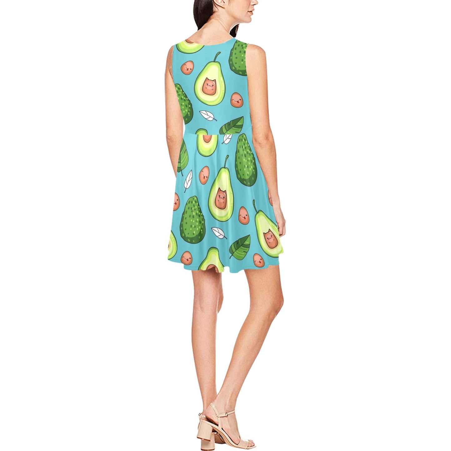 Avocado Pattern Print Design AC05 Sleeveless Dress