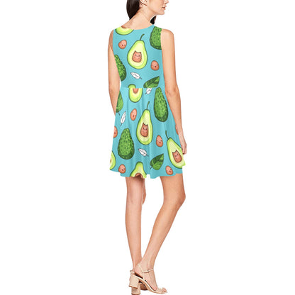 Avocado Pattern Print Design AC05 Sleeveless Dress