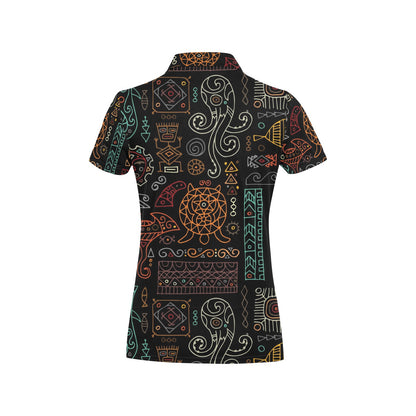 Polynesian Pattern Print Design A04 Women's Polo Shirt