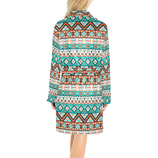 Navajo Style Print Pattern Women's Fleece Robe