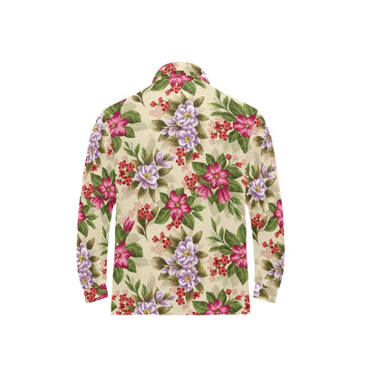 Summer Floral Pattern Print Design SF08 Long Sleeve Polo Shirt For Men's