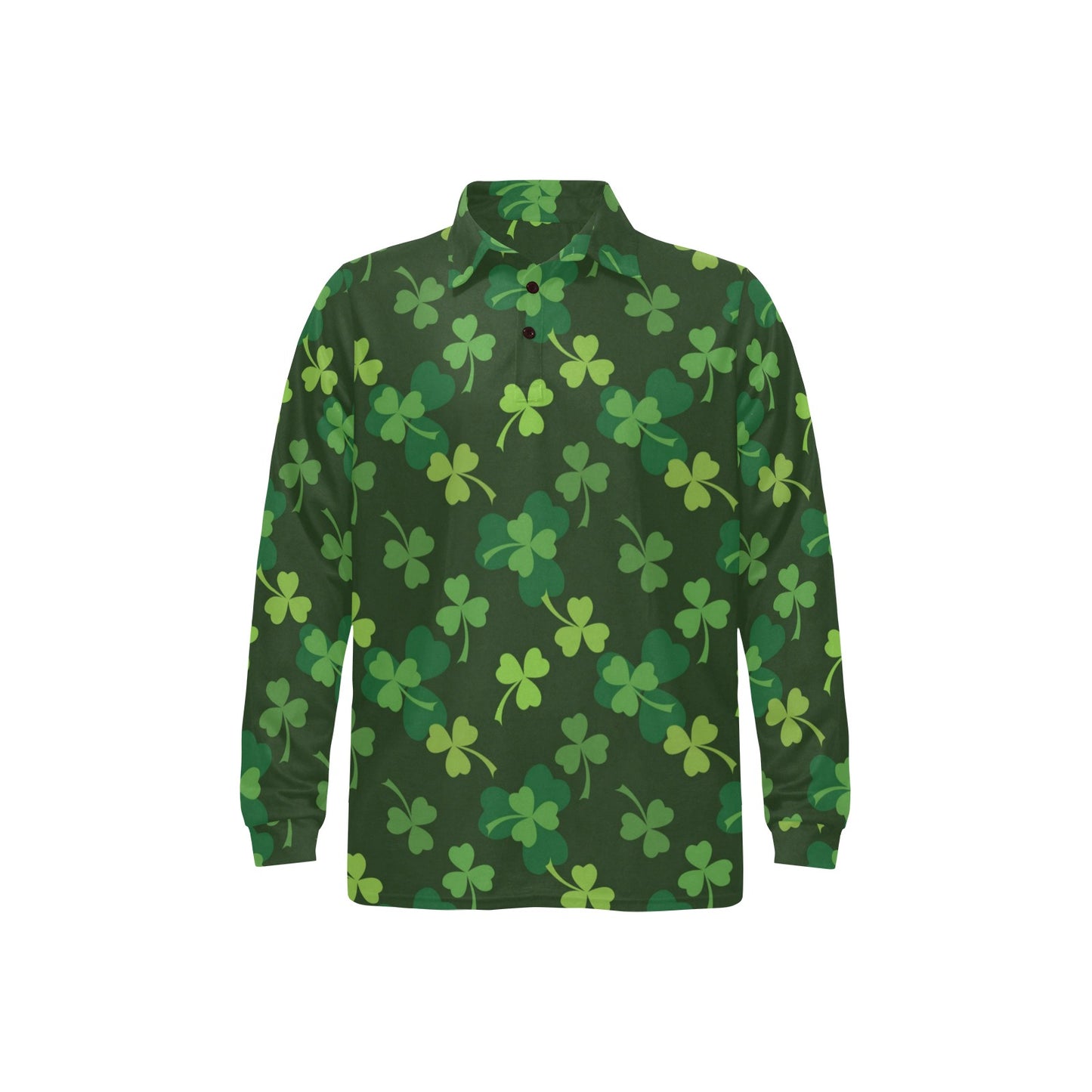 Irish Pattern Print Design 03 Long Sleeve Polo Shirt For Men's