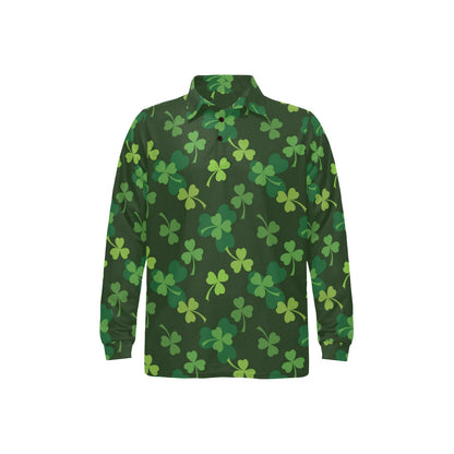 Irish Pattern Print Design 03 Long Sleeve Polo Shirt For Men's