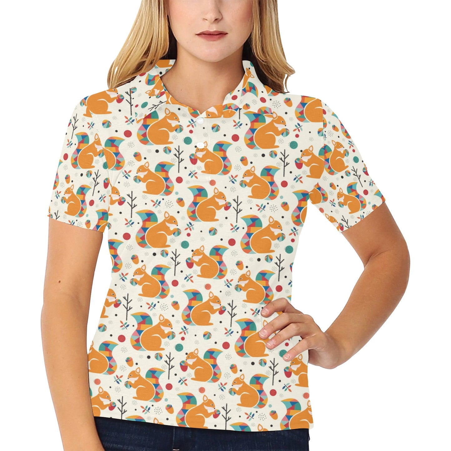 Squirrel Print Design LKS304 Women's Polo Shirt
