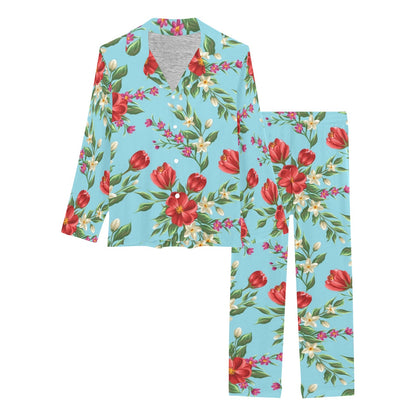 Summer Floral Pattern Print Design SF011 Women's Long Pajama Set