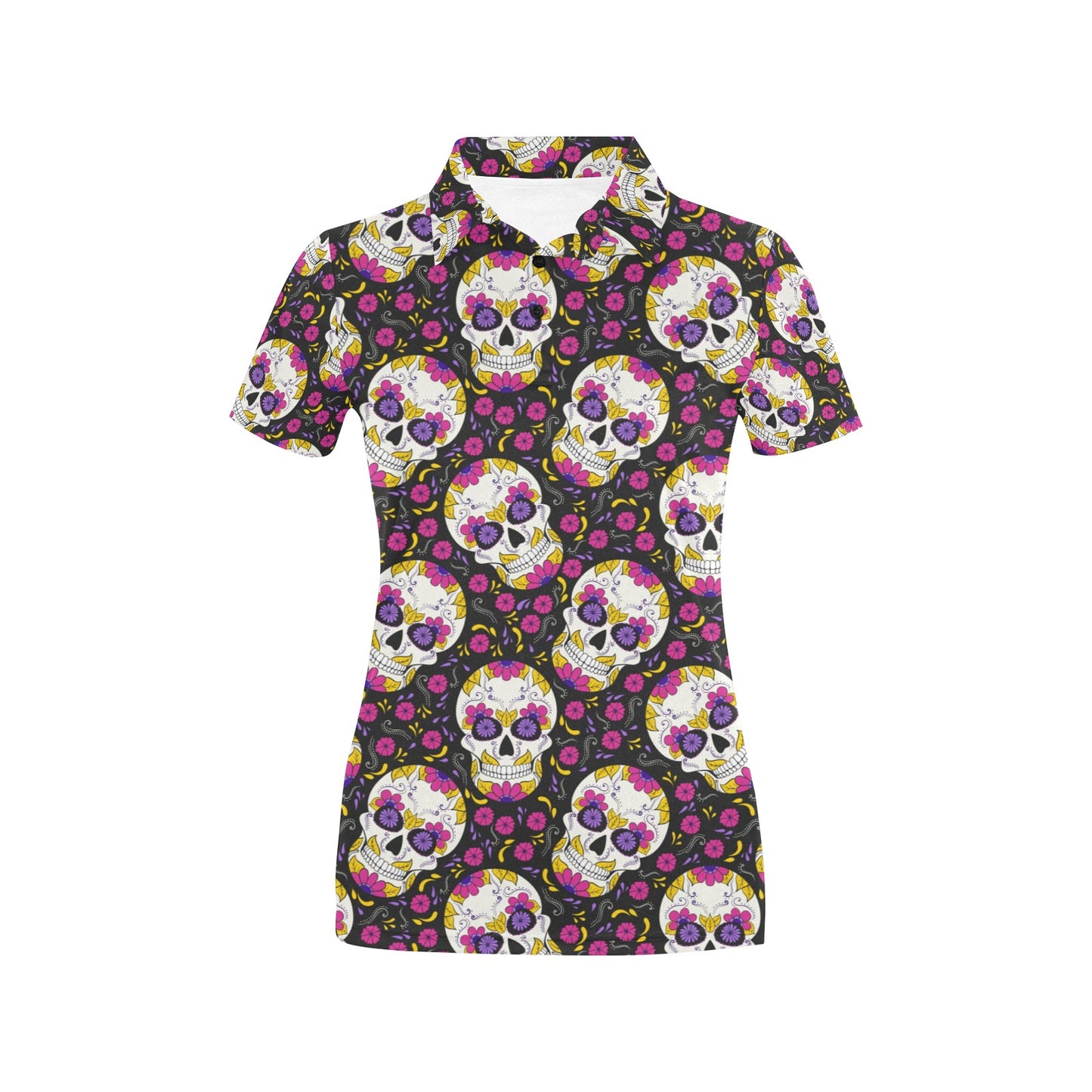 sugar skull Floral Pattern Women's Polo Shirt