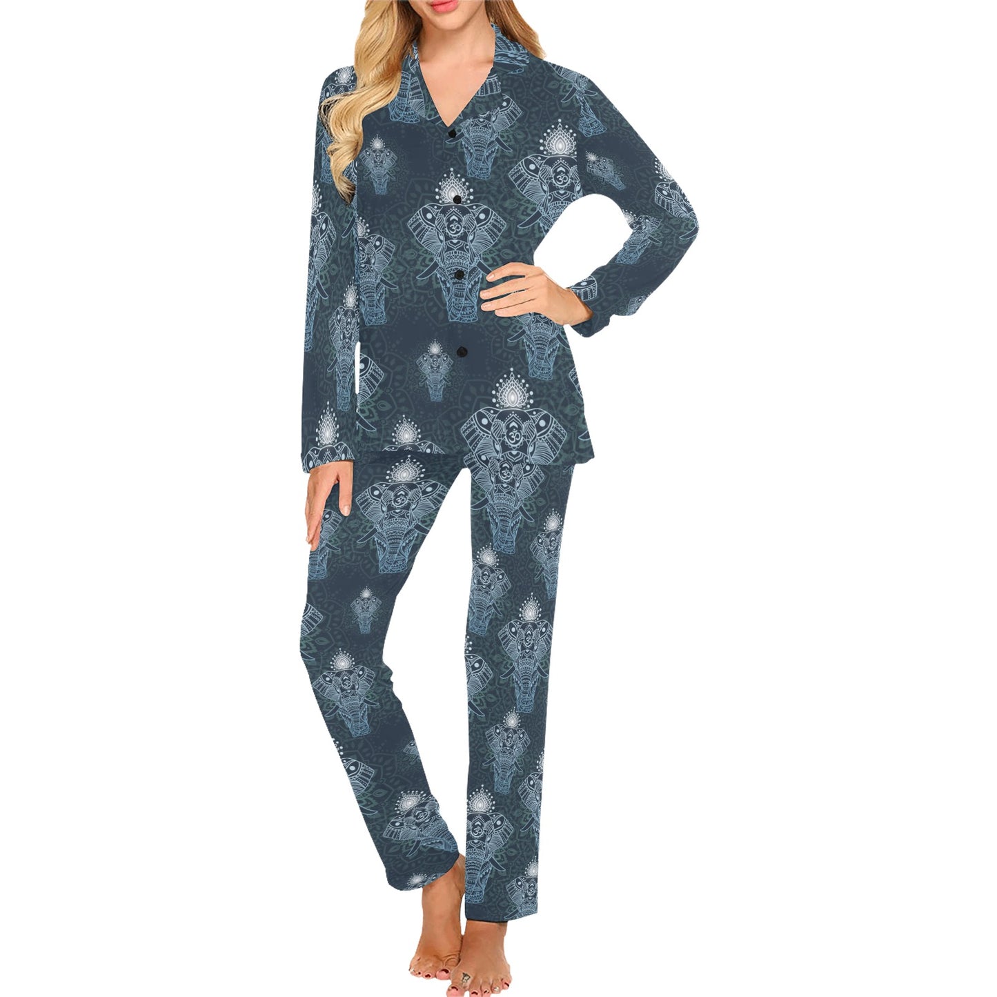 Elephant Mandala Women's Long Pajama Set