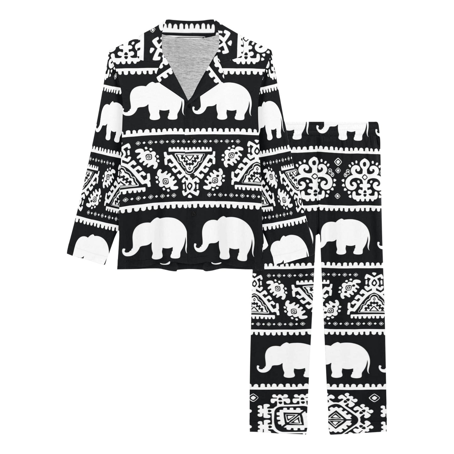 Elephant Pattern Women's Long Pajama Set