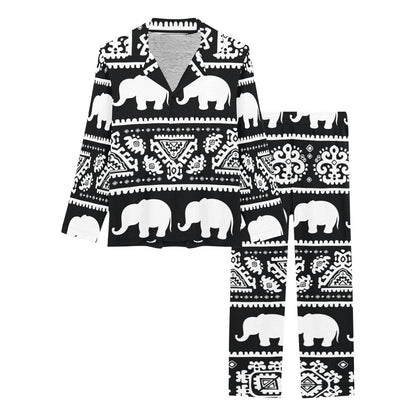 Elephant Pattern Women's Long Pajama Set