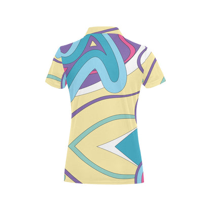 Funky Retro Pattern Print Design A01 Women's Polo Shirt