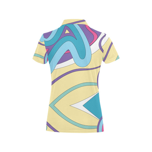 Funky Retro Pattern Print Design A01 Women's Polo Shirt