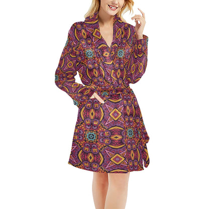 Bohemian Pattern Print Design 10 Women's Fleece Robe