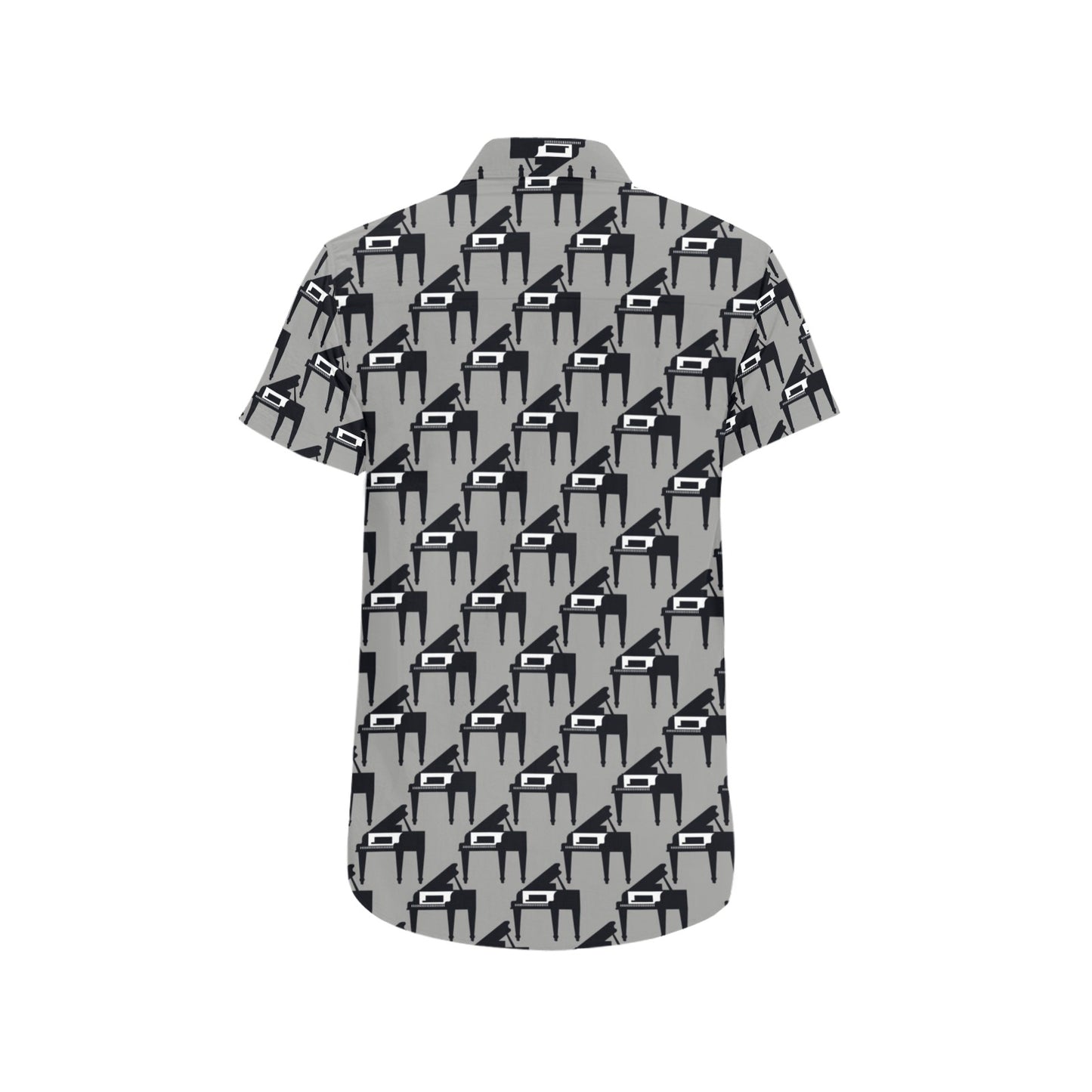 Piano Print Design LKS404 Men Short Sleeve Button Up Shirt