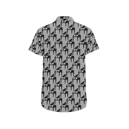 Piano Print Design LKS404 Men Short Sleeve Button Up Shirt
