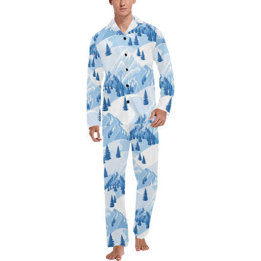 Mountain Pattern Print Design 03 Men's Long Pajama Set